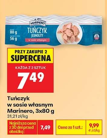 Tuńczyk w sosie własnym Marinero, 3x80 g