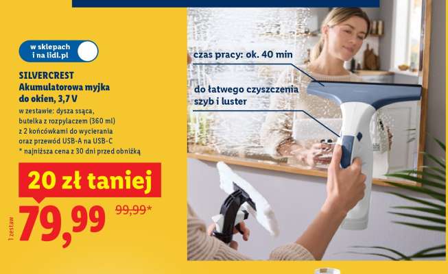 SILVERCREST Akumulatorowa myjka do okien, 3,7 V