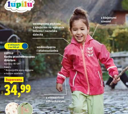 LUPILU Kurtka przeciwdeszczowa dziecięca