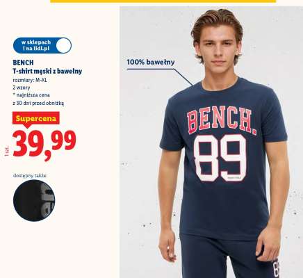 BENCH T-shirt męski z bawełny