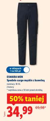 ESMARA MEN Spodnie cargo męskie z bawełną