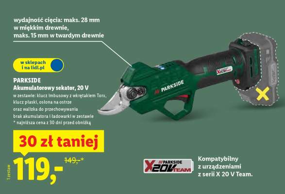 PARKSIDE Akumulatorowy sekator 20 V