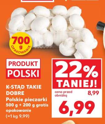 Polskie pieczarki 500 g + 200 g gratis opakowanie