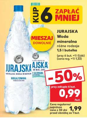JURAJSKA Woda mineralna różne rodzaje 1,5 l butelka