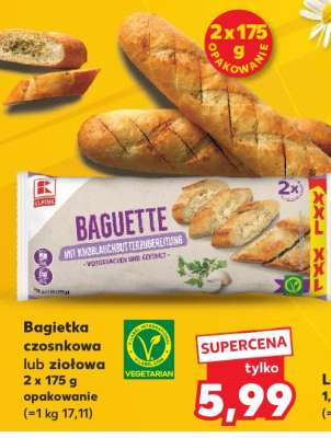 Bagietka czosnkowa lub ziołowa 2 x 175 g opakowanie