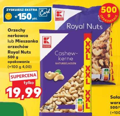 Orzechy nerkowca lub Mieszanka orzechów Royal Nuts 500 g opakowanie