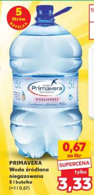 PRIMAVERA Woda źródlana niegazowana 5 l butelka