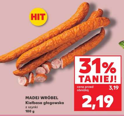 MADEJ WRÓBEL Kiełbasa głogowska z szynki 100 g