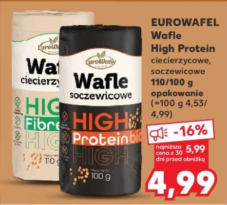 EUROWAFEL Wafle High Protein ciecierzycowe, soczewicowe 110/100 g opakowanie (=100 g 4,53/4,99)