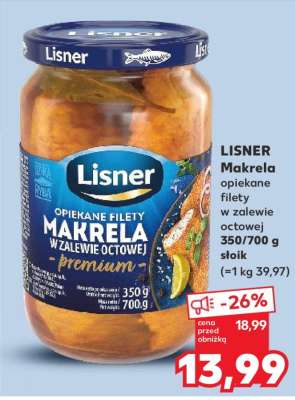 LISNER Makrela opiekane filety w zalewie octowej 350/700 g słoik