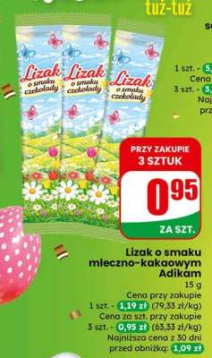 Lizak o smaku mleczno-kakaowym Adikam