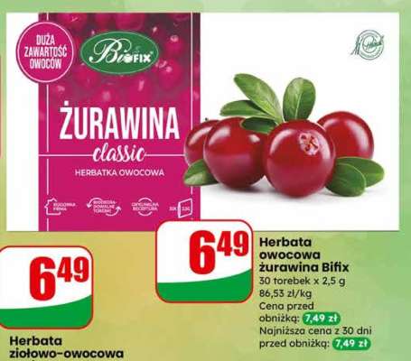 Herbata owocowa żurawina Bifix