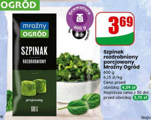 Szpinak rozdrobniony porcjowany Mroźny Ogród