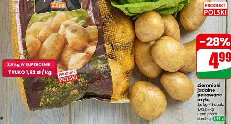 Ziemniaki jadalne pakowane myte
