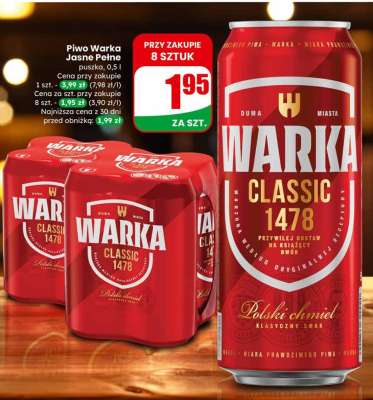 Piwo Warka Jasne Pełne