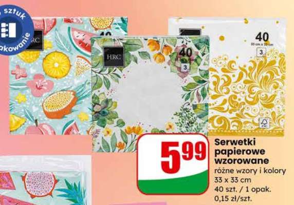 Serwetki papierowe wzorowane