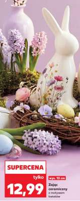 Zając ceramiczny z motywem kwiatów