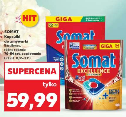 SOMAT Kapsułki do zmywarki Excellence, różne rodzaje 70–54 szt. opakowanie (=1 szt. 0,86–1,11)