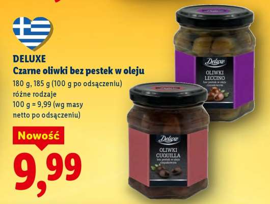 DELUXE Czarne oliwki bez pestek w oleju