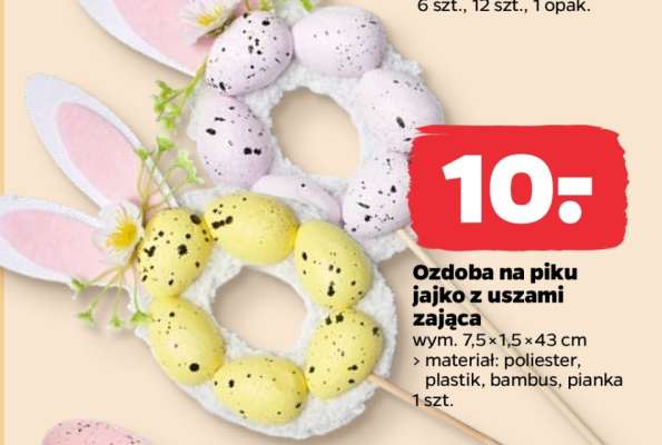 Ozdoba na piku jajko z uszami zająca