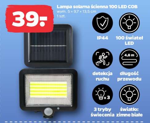 Lampa solarna ścienna 100 LED COB