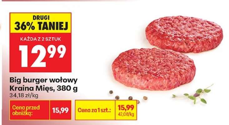 Big burger wołowy Kraina Mięs, 380 g