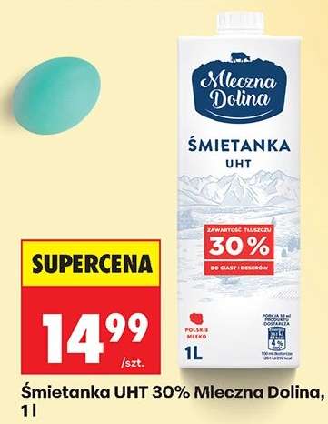 Śmietanka UHT 30% Mleczna Dolina, 1l