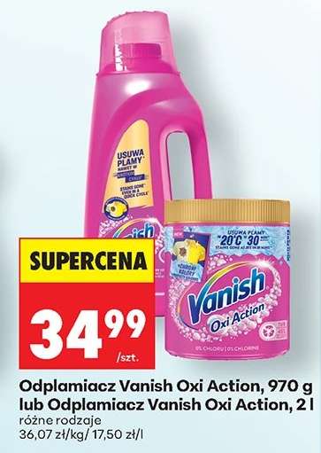 Odplamiacz Vanish Oxi Action, 970 g lub Odplamiacz Vanish Oxi Action, 2 l