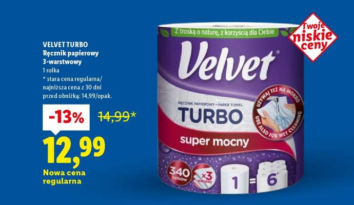 VELVET TURBO Ręcznik papierowy 3-warstwowy