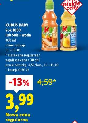 KUBUŚ BABY Sok 100% lub sok + woda