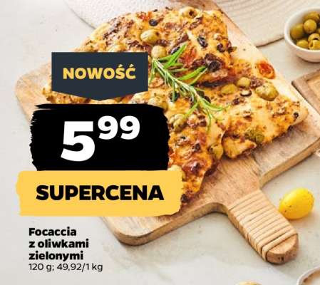 Focaccia z oliwkami zielonymi