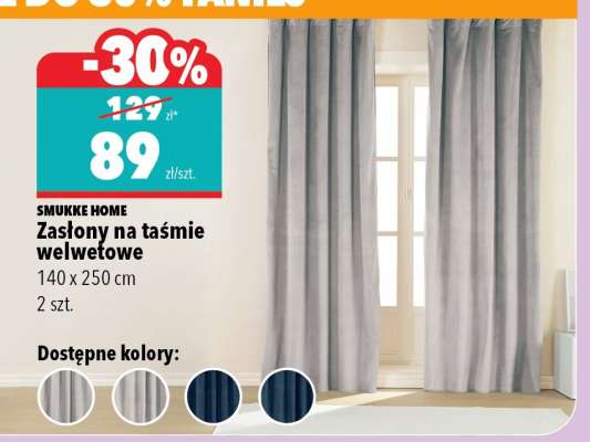 Zasłony na taśmie welwetowe