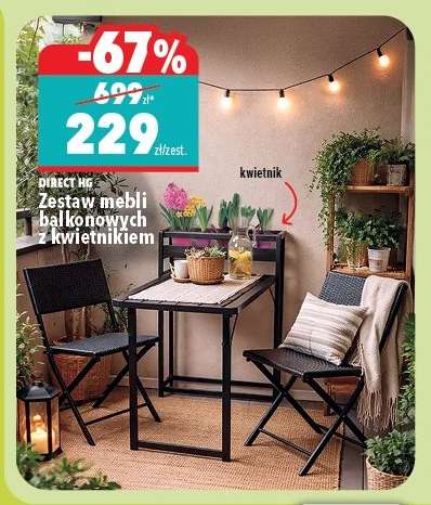 Zestaw mebli balkonowych z kwietnikiem