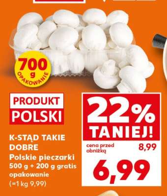 K-STĄD TAKIE DOBRE Polskie pieczarki 500 g + 200 g gratis opakowanie