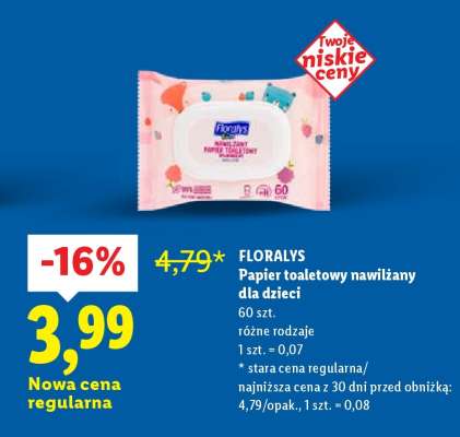 FLORALYS Papier toaletowy nawilżany dla dzieci