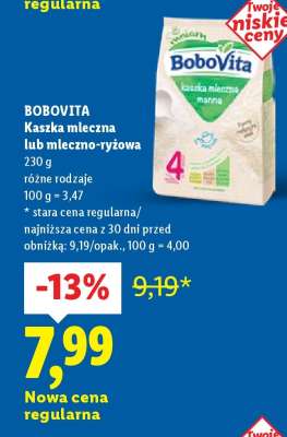BOBOVITA Kaszka mleczna lub mleczno-ryżowa