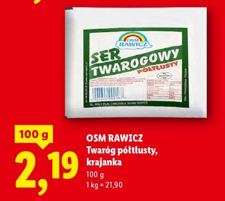 OSM RAWICZ Twaróg półtłusty, krajanka