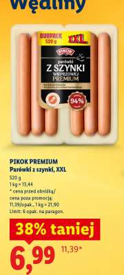 PIKOK PREMIUM Parówki z szynki, XXL