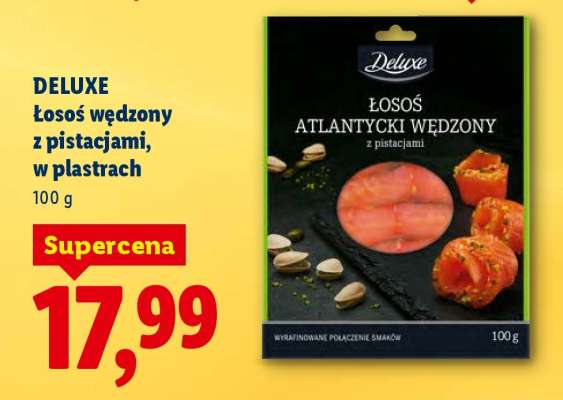 Deluxe Łosoś wędzony z pistacjami, w plastrach