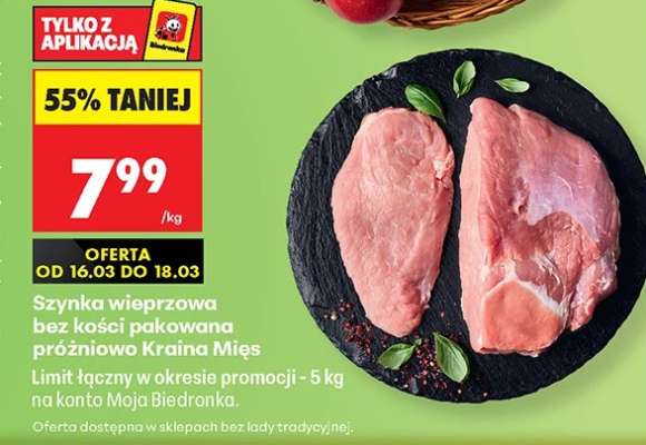 Szynka wieprzowa bez kości pakowana próżniowo Kraina Mies