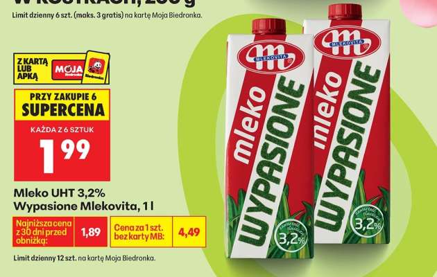 Mleko UHT 3,2 Wypasione Mlekovita 1l