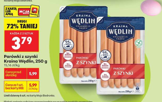 Parówki z szynki Kraina Wędlin , 250 g