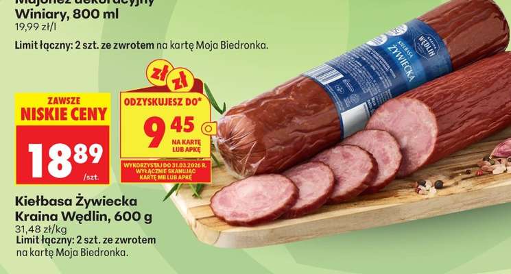 Kiełbasa Żywiecka Kraina Wędlin 600 g