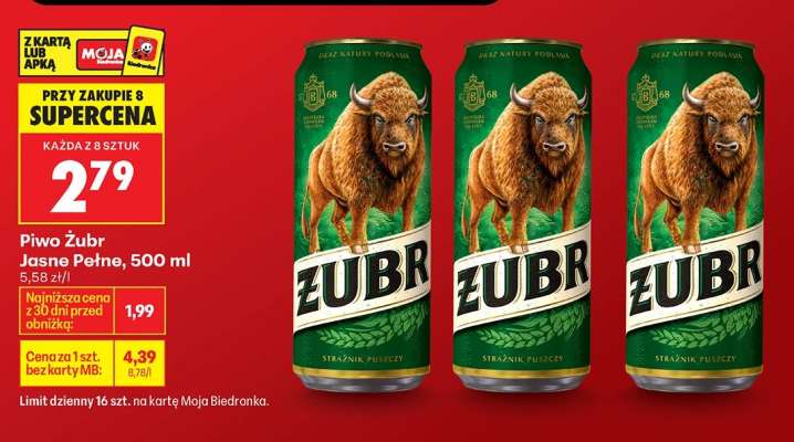 Piwo Żubr Jasne Pełne, 500 ml