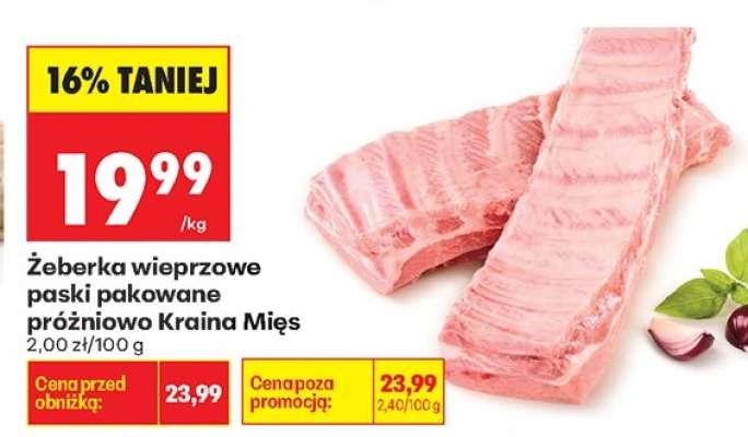 Żeberka wieprzowe paski pakowane próżniowo Kraina Mięs