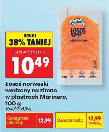 Łosoś norweski wędzony na zimno w plastrach Marinero , 100 g