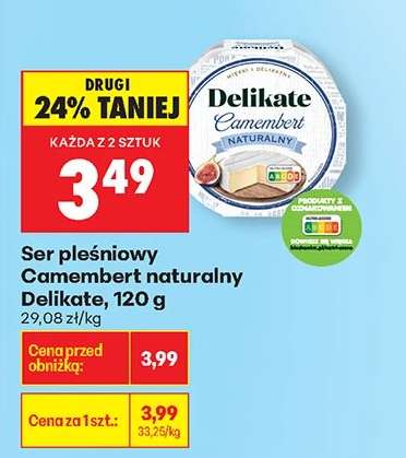 Ser pleśniowy Camembert naturalny Delikate, 120 g