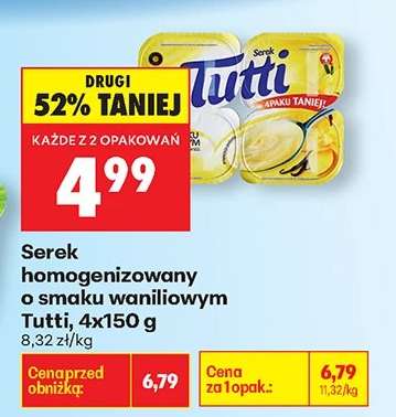 Serek homogenizowany o smaku waniliowym Tutti 4x150 g