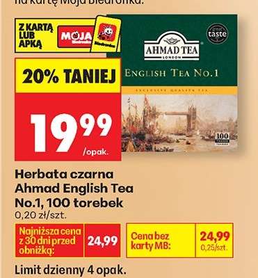 Herbata czarna Ahmad English Tea No.1, 100 torebek