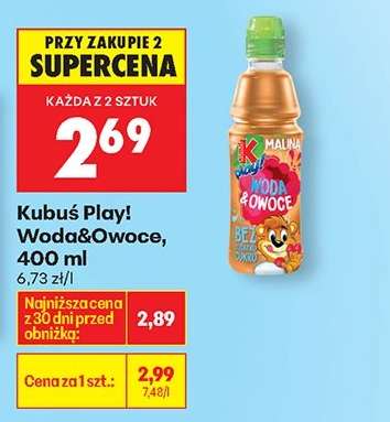 Kubuś Play! Woda&Owoce, 400 ml